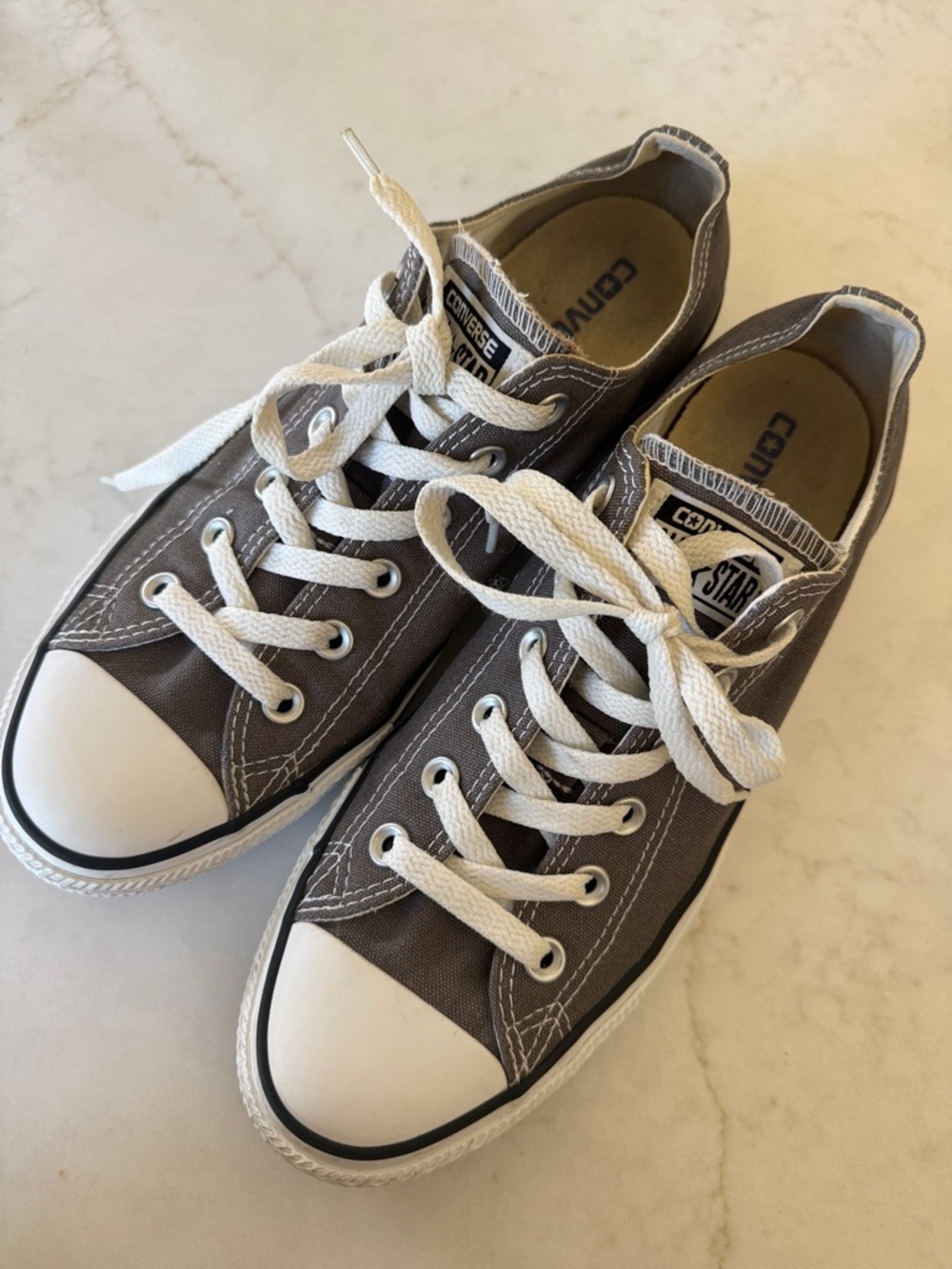 Converse Low Top Sneakers in Gray and White